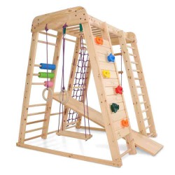 Playcorner Model B6 with Slide, Swing, Rings and Climbing wall